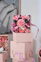 GIFT SCATOLA BOX ROSA C/FIORI 16X16X16