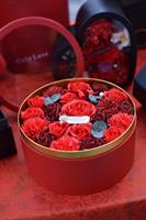 SCATOLA TONDA CON FIORI NERA 24X13