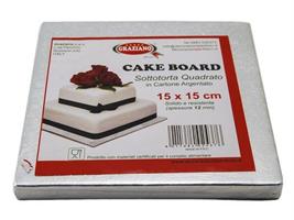 VASSOIO CAKEBOARD QUADRATO ARGENTO 15X15