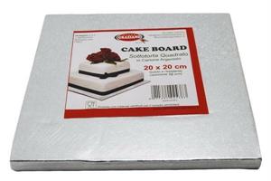 VASSOIO CAKEBOARD QUADRTO ARGENTO 20X20